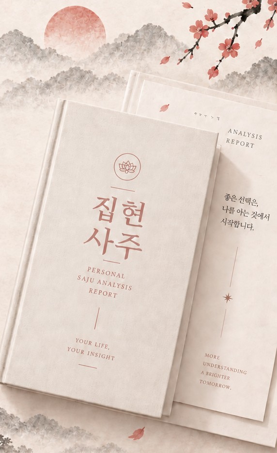 수묵 산과 매화 사이에 놓인 집현사주 해석서